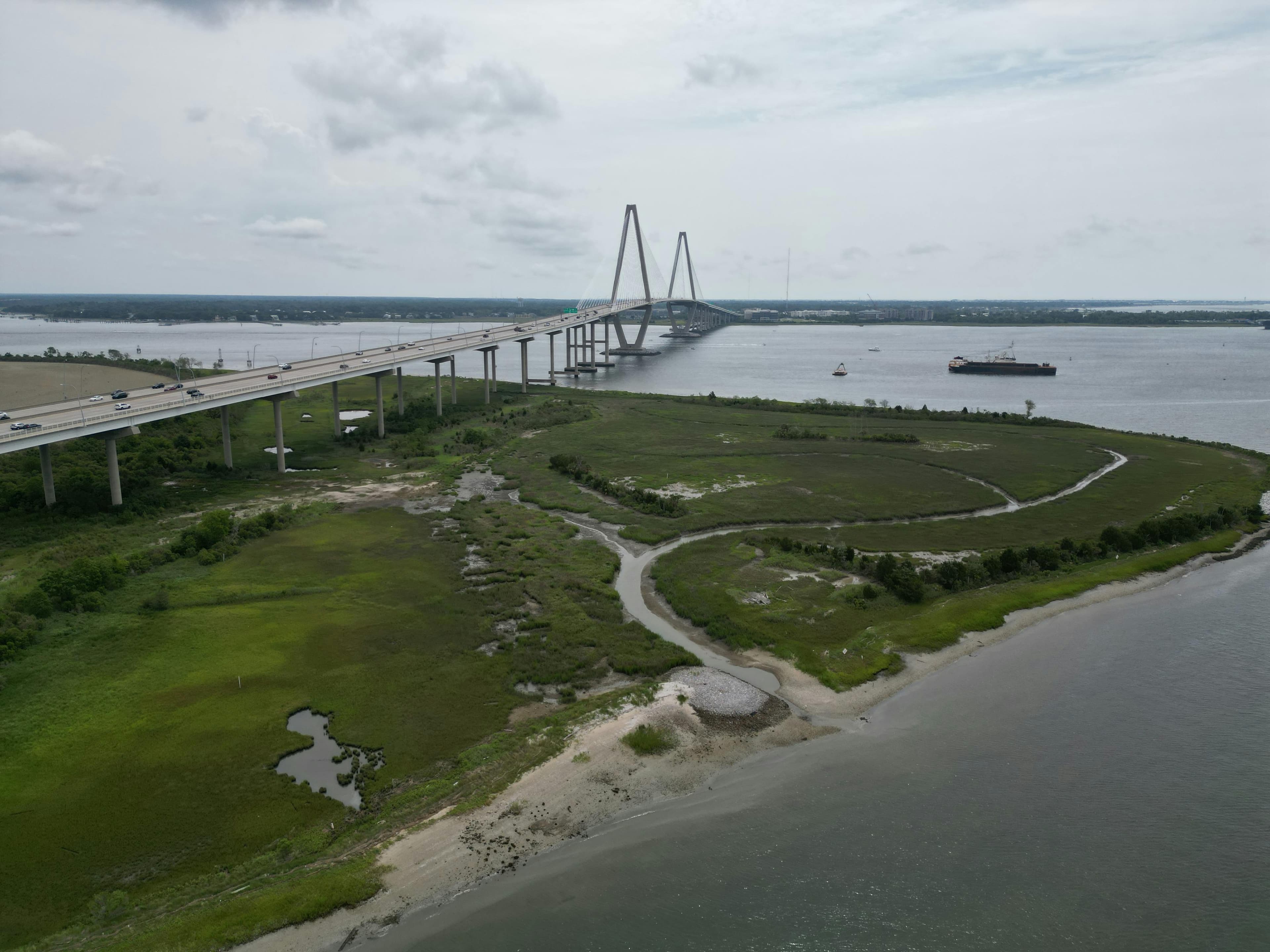 The Ravenel Bridge over Charleston Harbor.